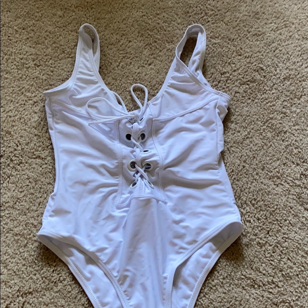 White One piece bathing suit